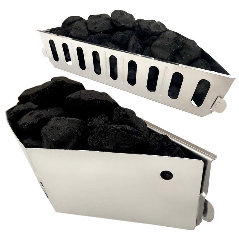 GRILLVANA Stainless Steel Charcoal Basket- BBQ Grilling Accessories for Grills and 22â€ Kettles- Heavy Duty Char-Basket for Briquette, Wood Chips- Charcoal Grill Accessories (Set of 2) - Image 3